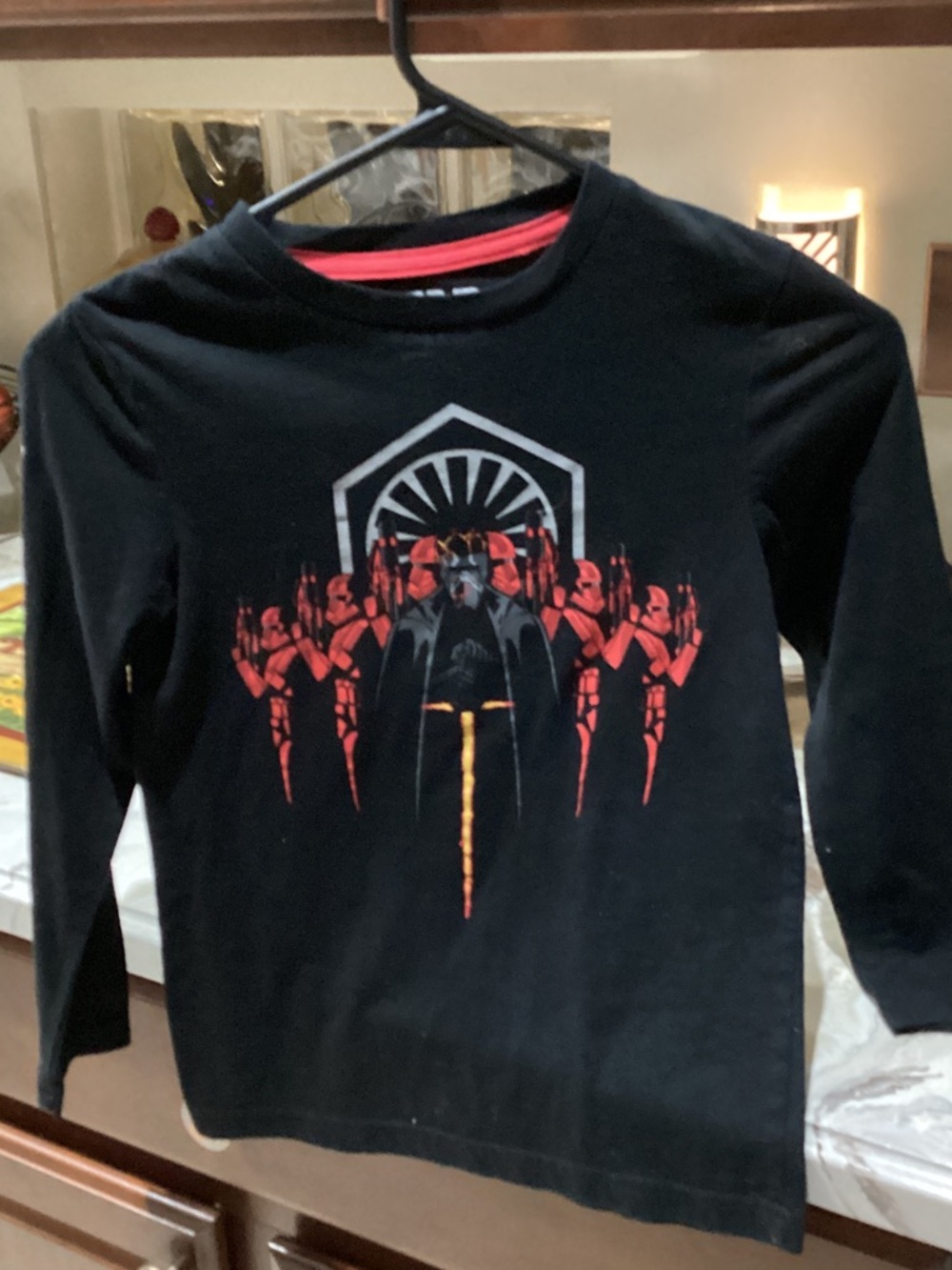 Star Wars Black Long-Sleeve Tee with Red and Gold Accent Graphic
